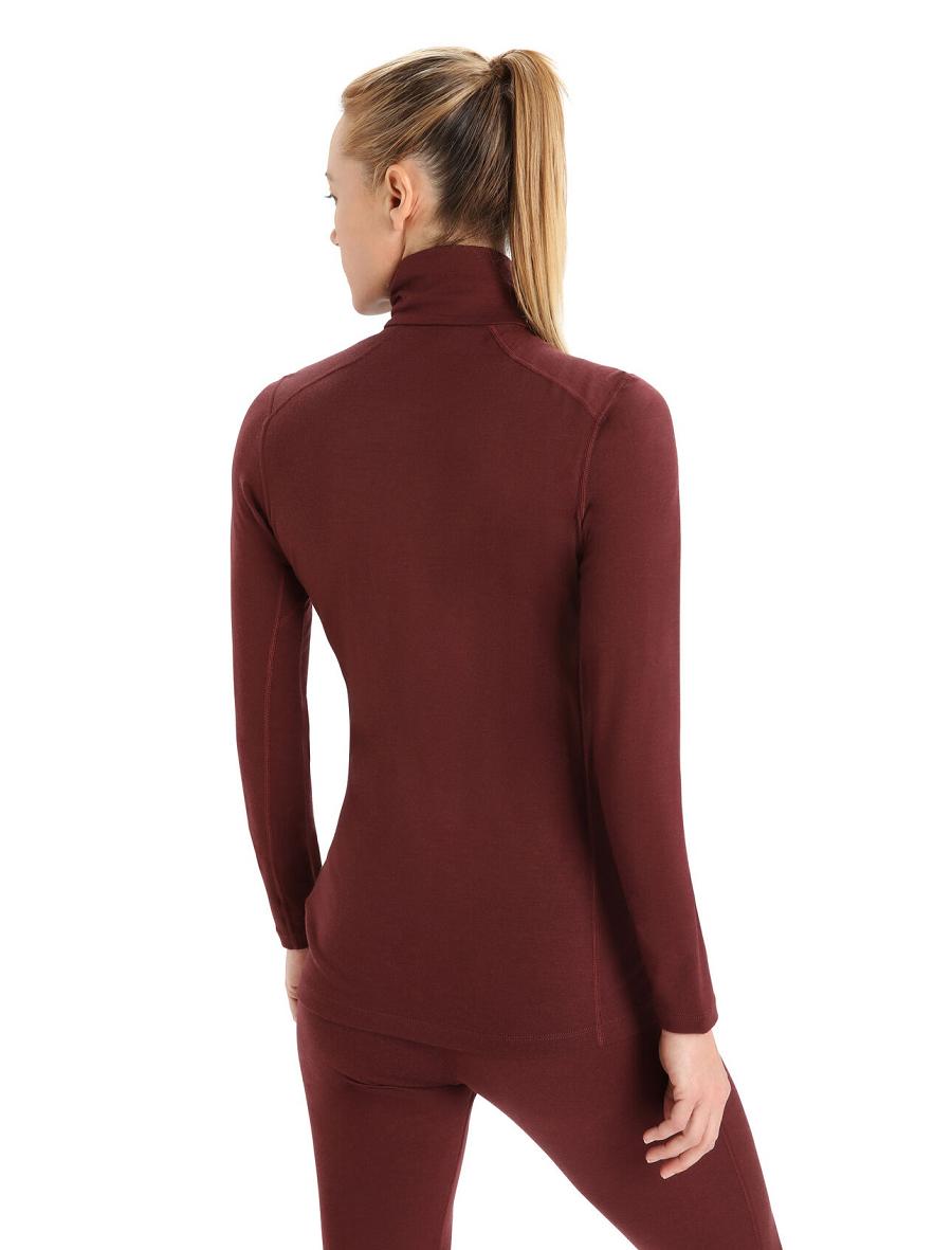 Base Layers Icebreaker Merino 200 Oasis Long Sleeve Half Zip Thermal Top Femme Rouge | FR 1902QMAZ